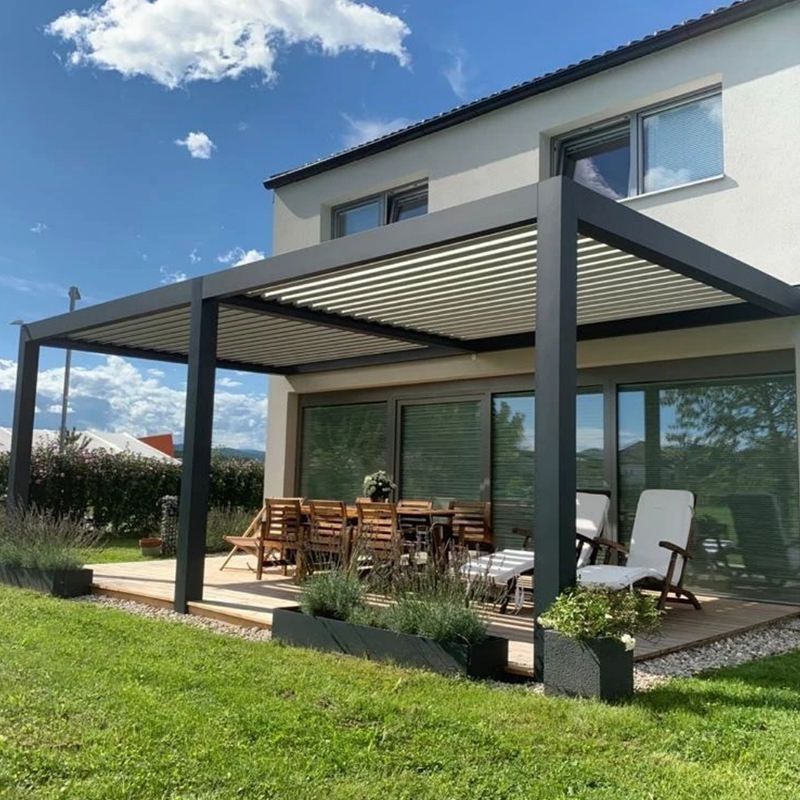 Outdoor Furniture Metal - ศาลาอลูมิเนียมอัลลอยด์หรูหรา ติดตั้งแนบผนัง สำหรับฤดูร้อน กลางแจ้ง ใช้งานง่าย แข็งแรงทนทาน