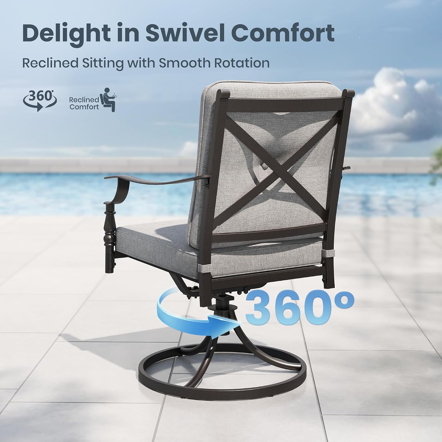 เก้าอี้สนามแบบหมุนได้ 2 ตัว, เ - Outdoor Furniture Metal Chairs บทวิจารณ์และราคา